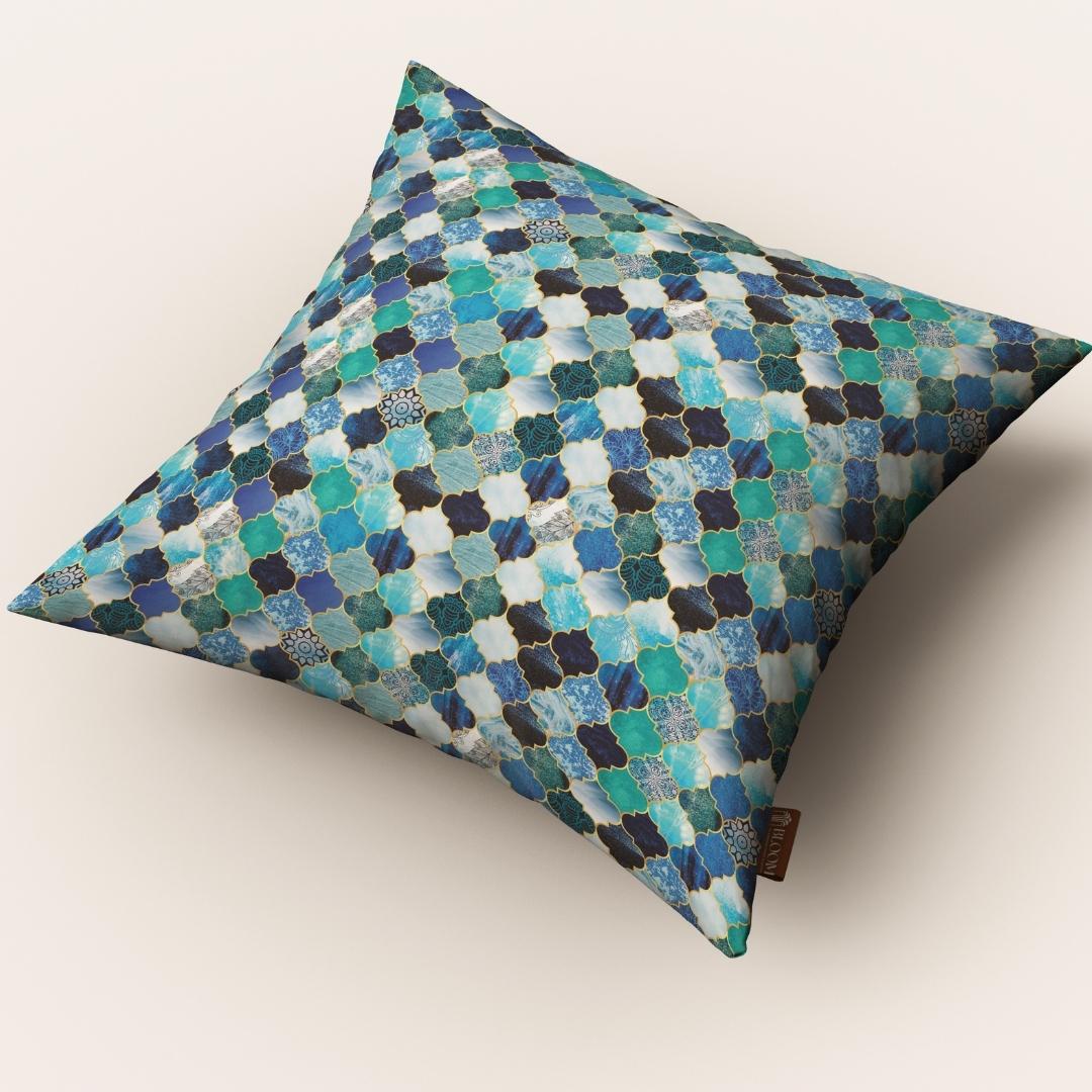 Azure Mosaic Charm: Cushion Cover - Pack of 12
