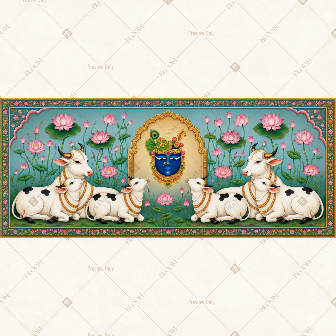 Blue Ganesha Garden Border Wide Backdrop