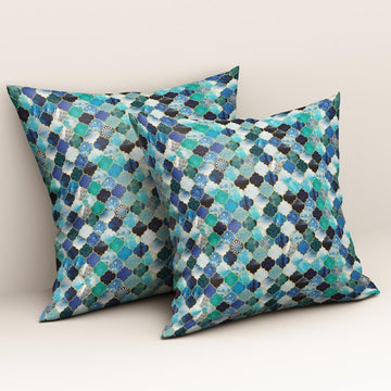 Azure Mosaic Charm: Cushion Cover - Pack of 12