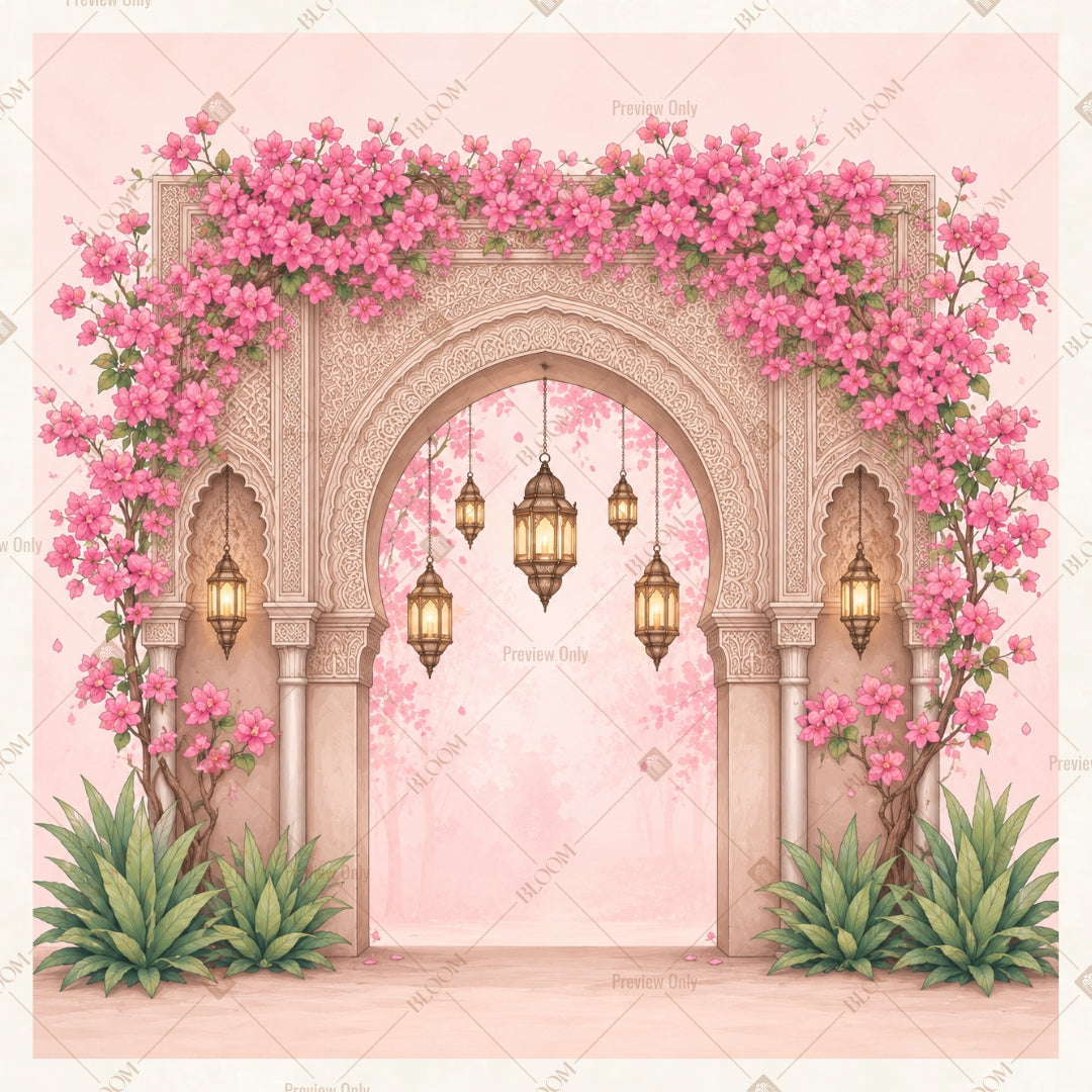 Blush Floral Door Square Backdrop