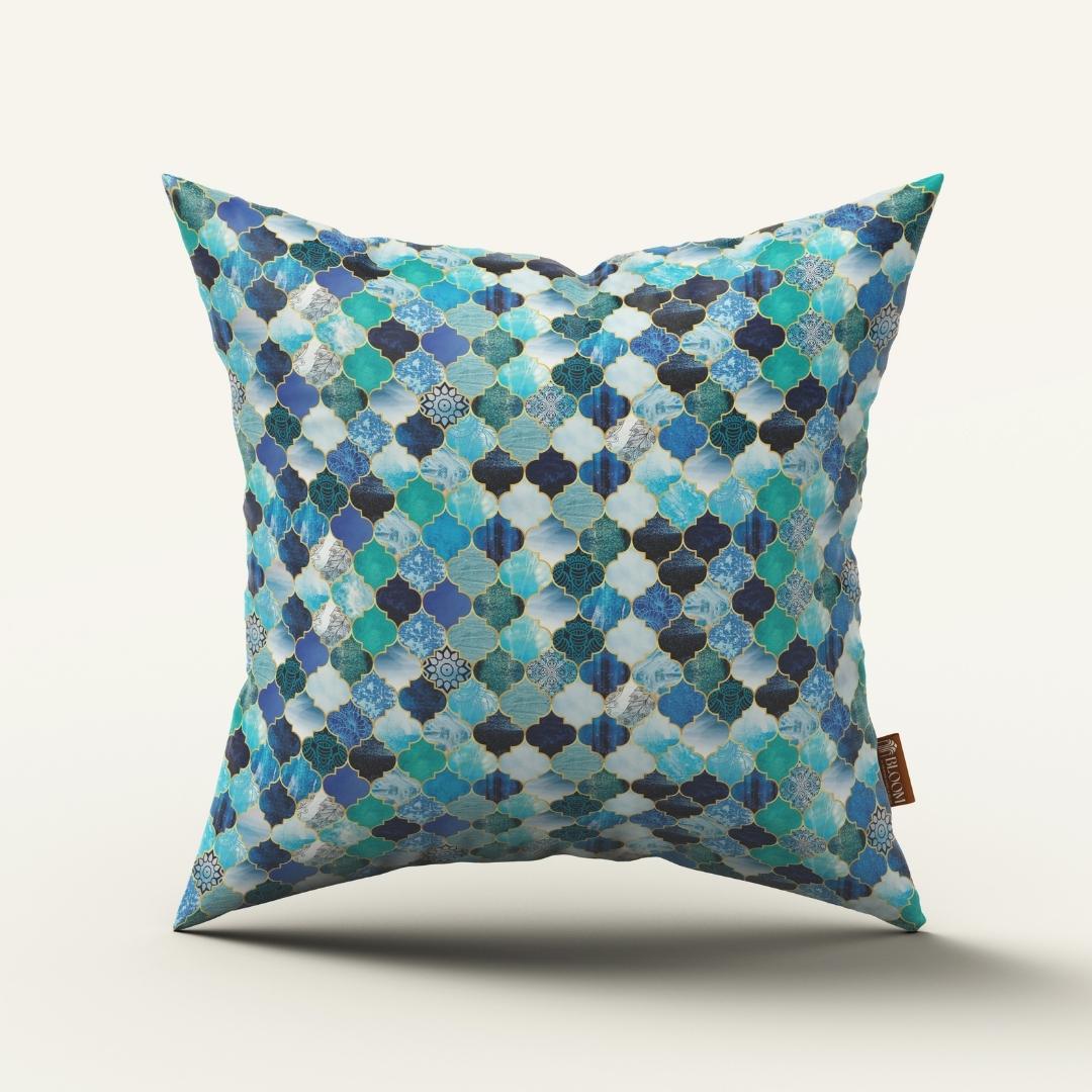 Azure Mosaic Charm: Cushion Cover - Pack of 12