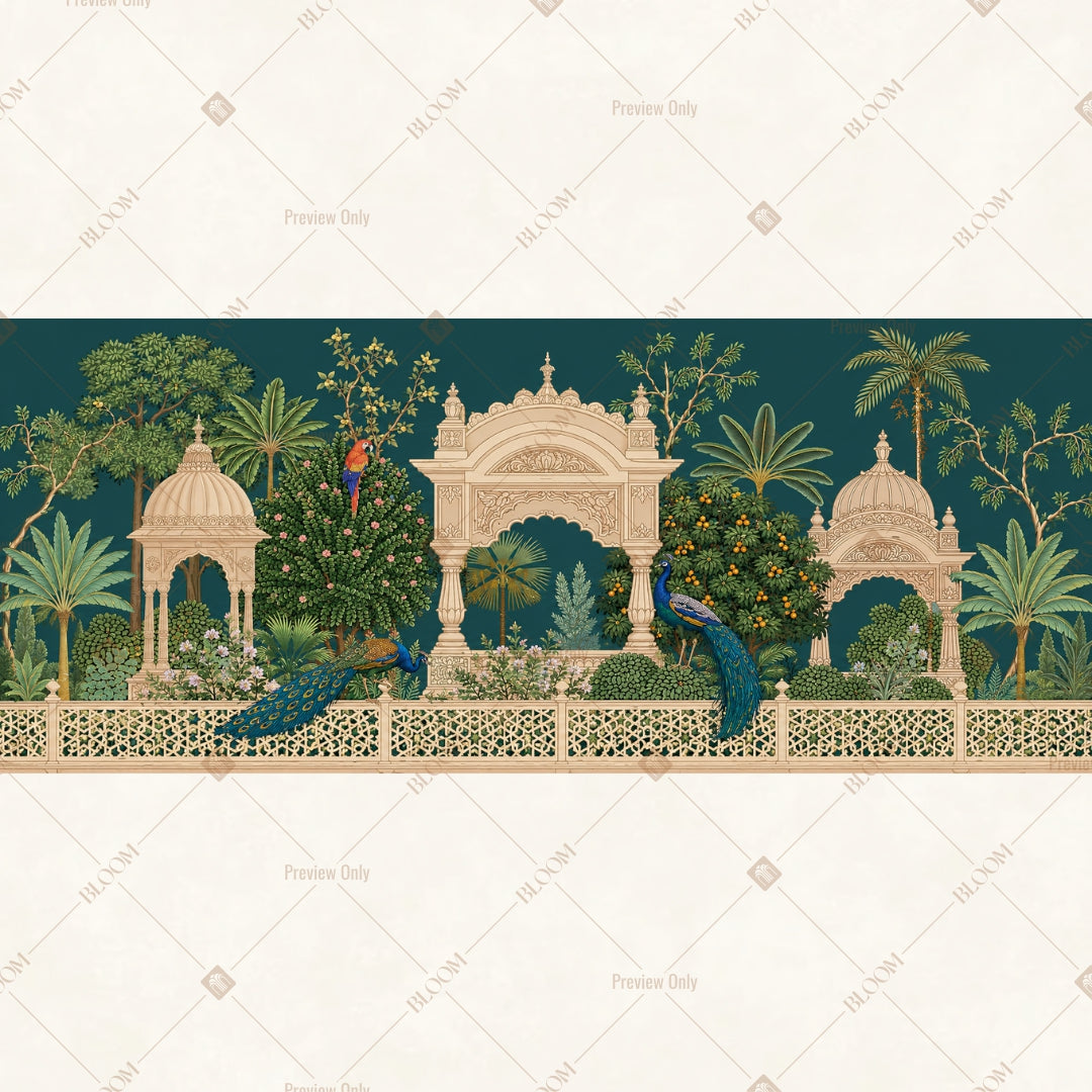Moonlight Palace Pavilion Border Wide Backdrop