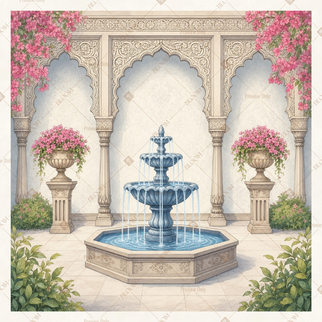 White Palace Fountain Square Backdrop