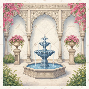 White Palace Fountain Square Backdrop