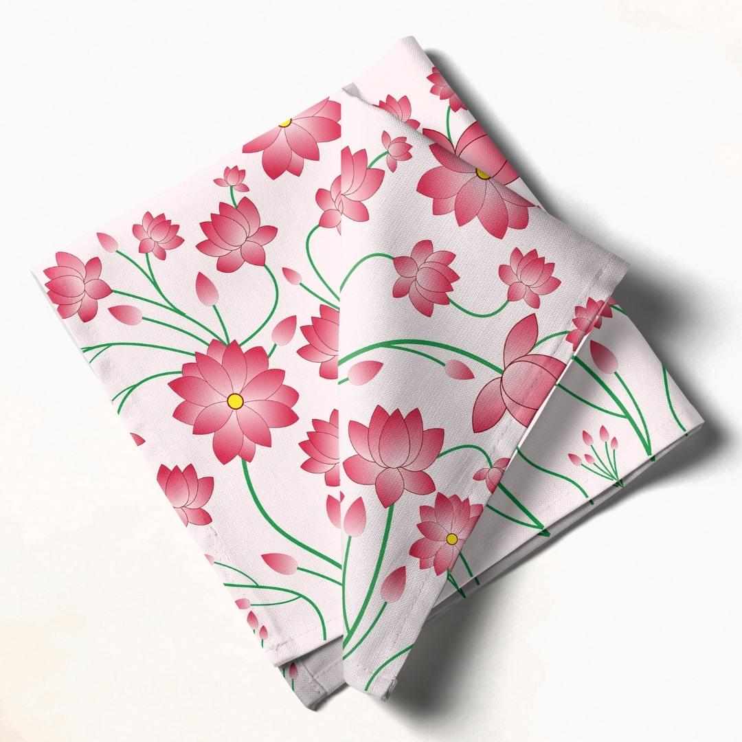 Pink Lotus Bliss: Napkins 18" X 18" - Pack Of 20