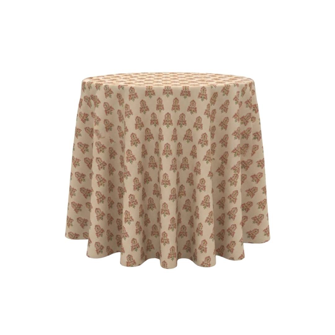 Beige Blossom Aura Round Table Cover - Pack Of 6