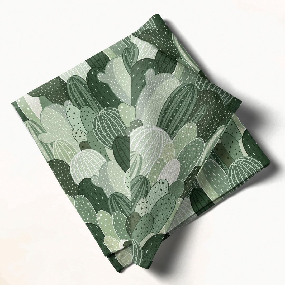 Green Cactus Print: Napkins 18" X 18" - Pack Of 20