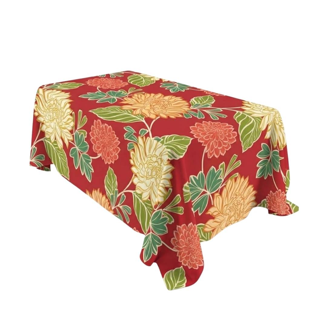 Red Marigold Garden Rectangle Table Cover - Pack Of 6