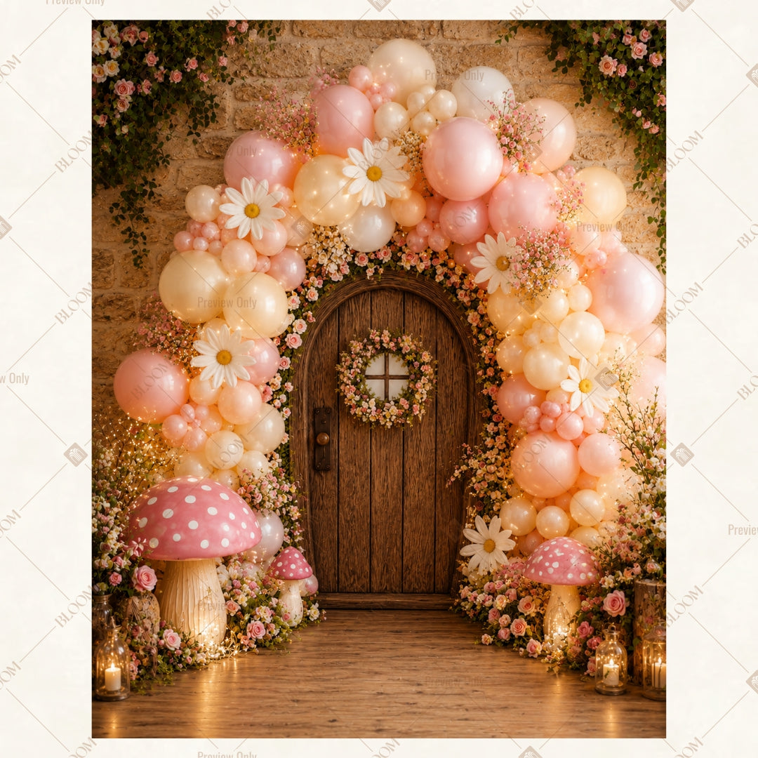 Luxury Floral Arch Entrance Portrait Rectangle Backdrop