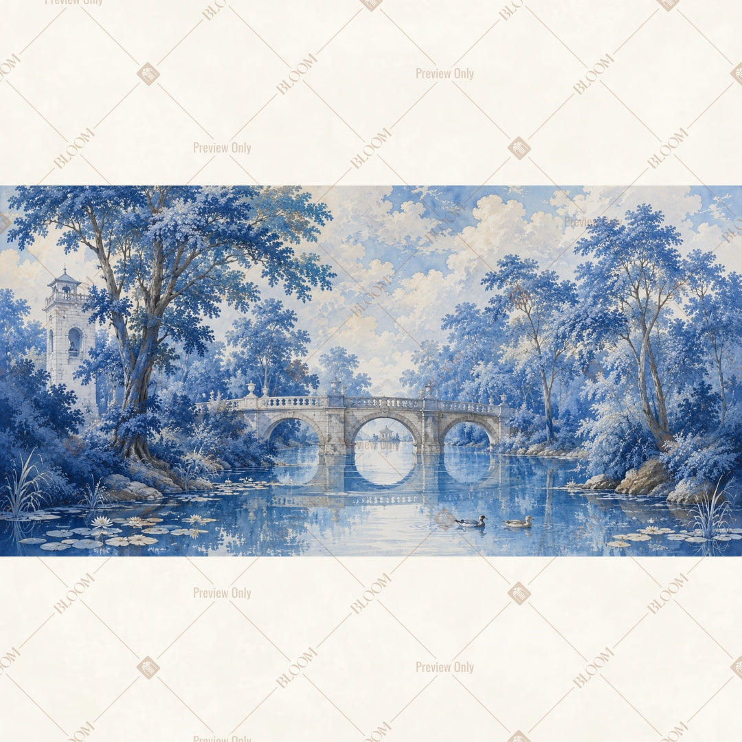 Winter Blue Forest Panorama Wide Backdrop