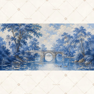 Winter Blue Forest Panorama Wide Backdrop