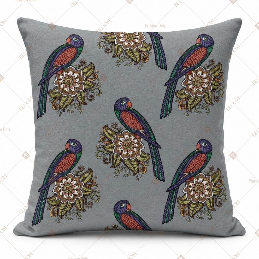 Peacock Floral Art Cushion Cover Pack of 12