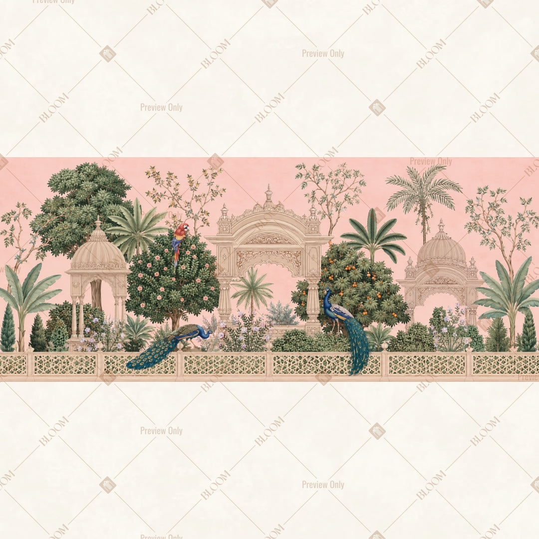 Blush Botanical Border Wide Backdrop
