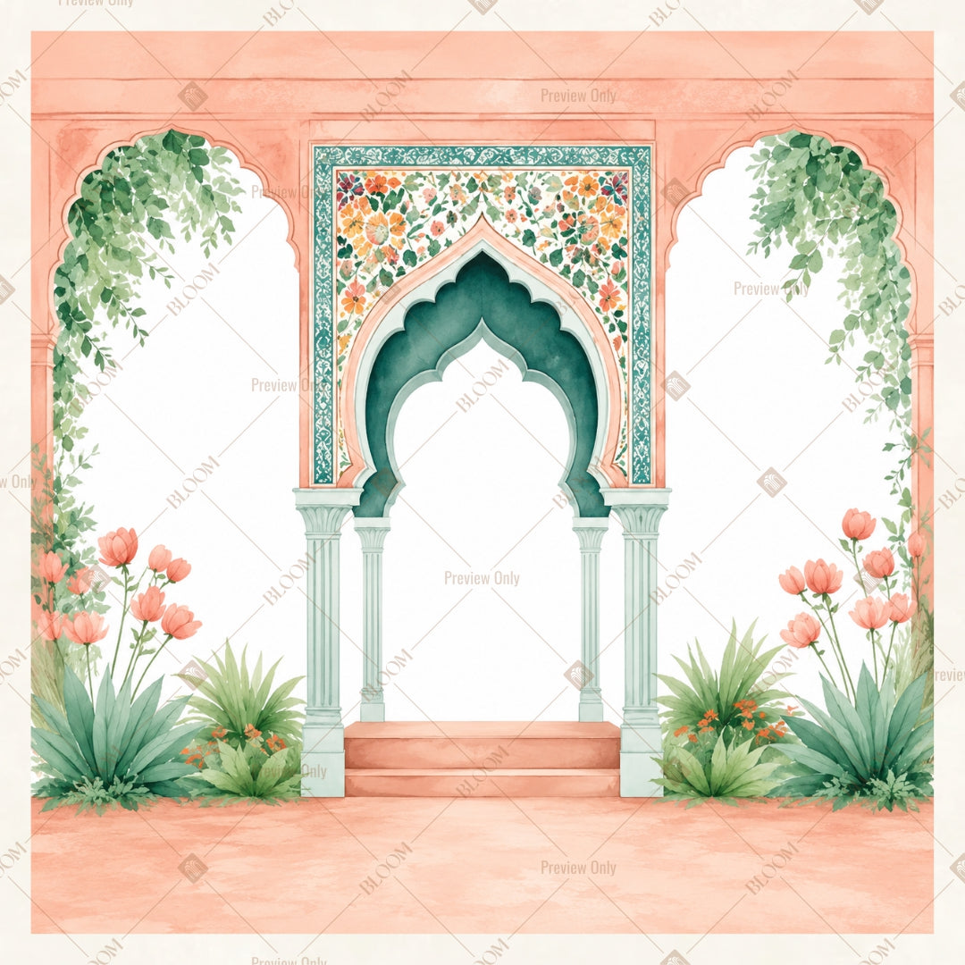 Mint Garden Entrance Square Backdrop