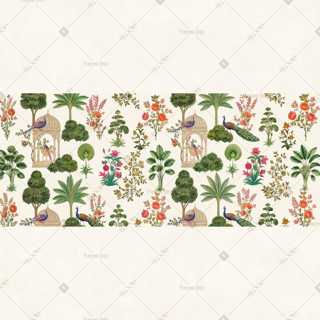 Botanical Floral Pattern Border Wide Backdrop