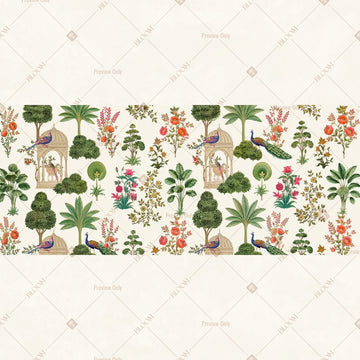 Botanical Floral Pattern Border Wide Backdrop