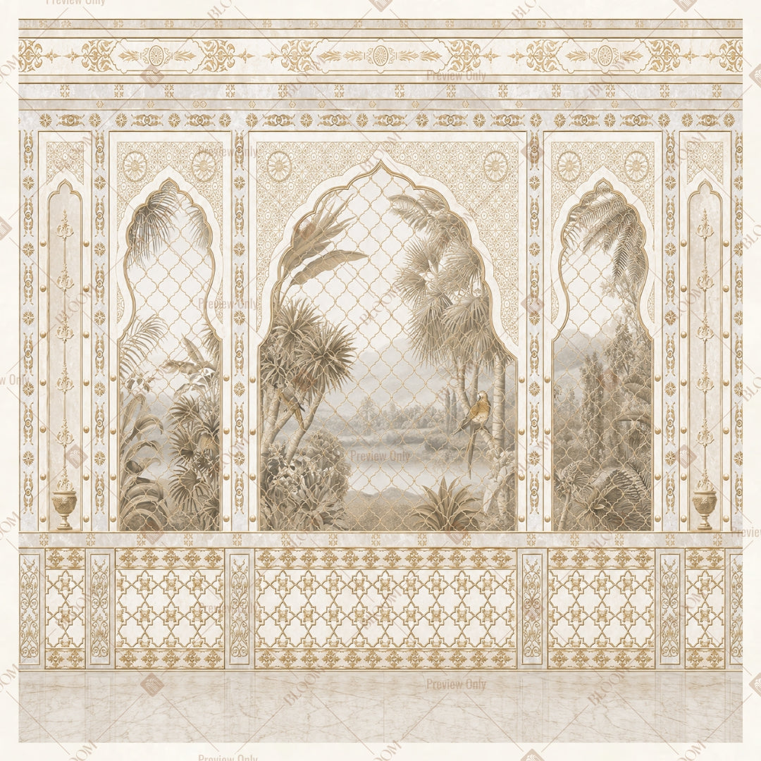 White Heritage Palace Wall Square Backdrop