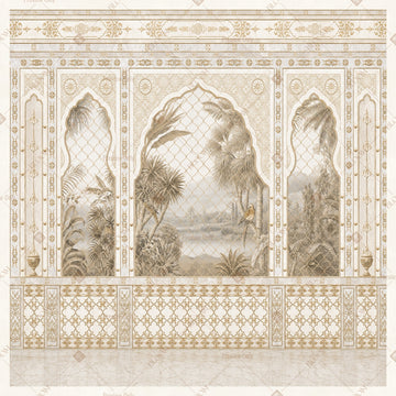 White Heritage Palace Wall Square Backdrop