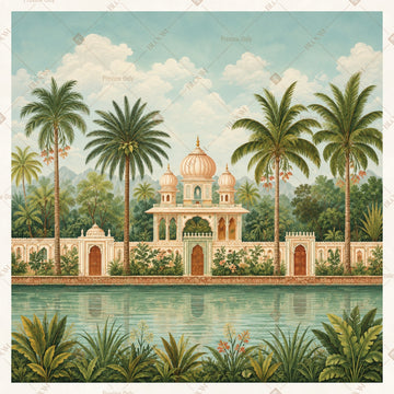 Tropical Palace Landscape Square Backdrop