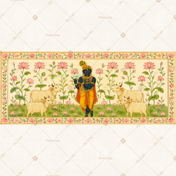 Krishna Floral Garden Border Wide Backdrop