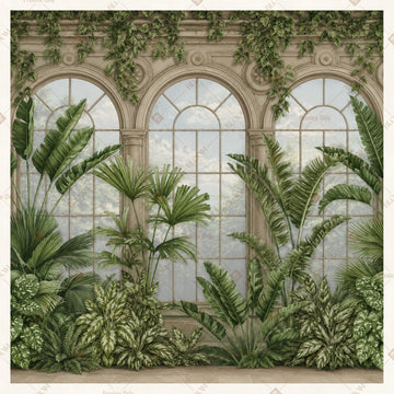 Tropical Conservatory Window Square Backdrop