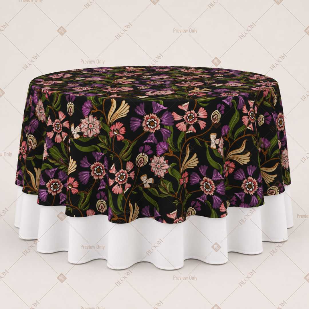 Black Floral Garden Table Overlay Pack of 6