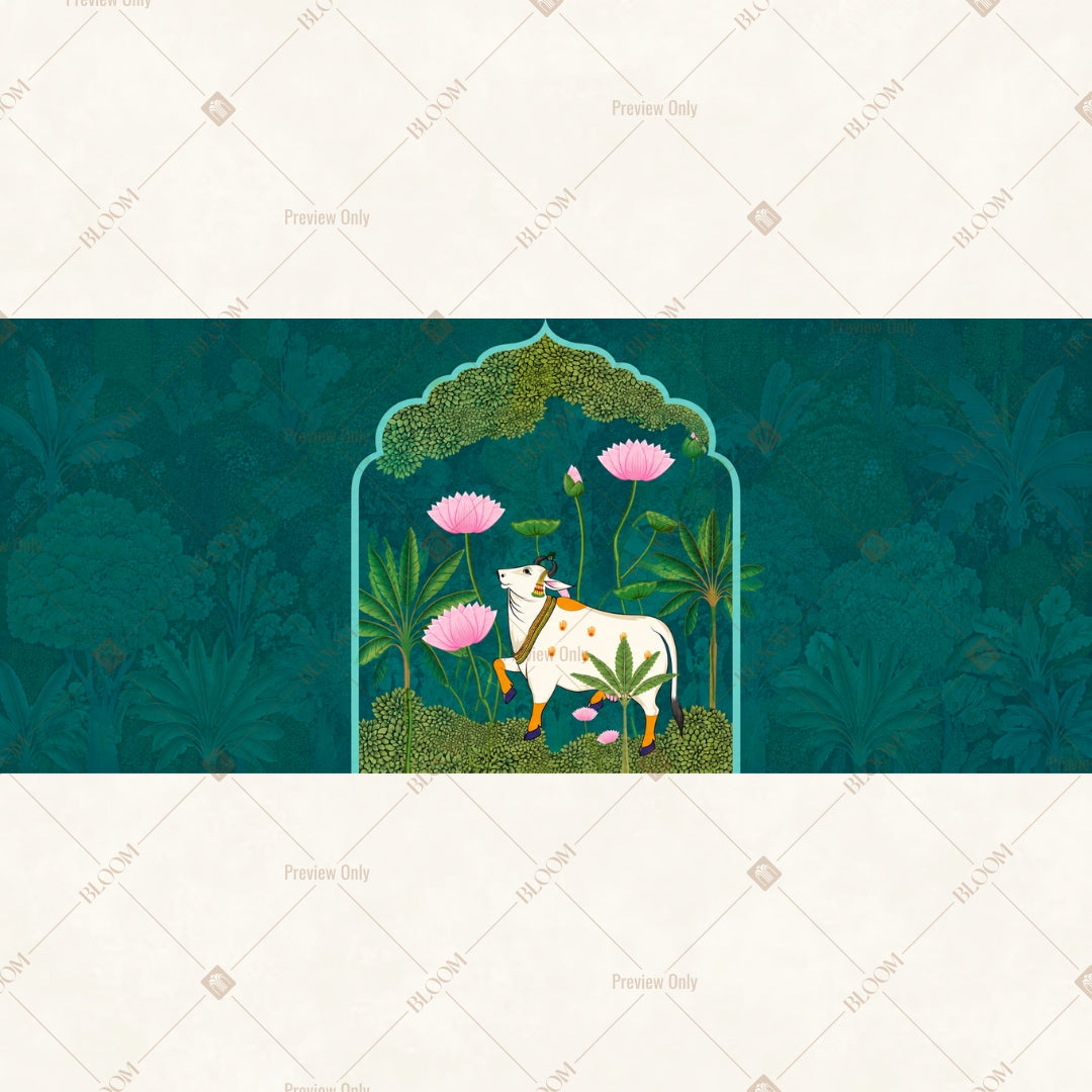 Midnight Cow Garden Border Wide Backdrop