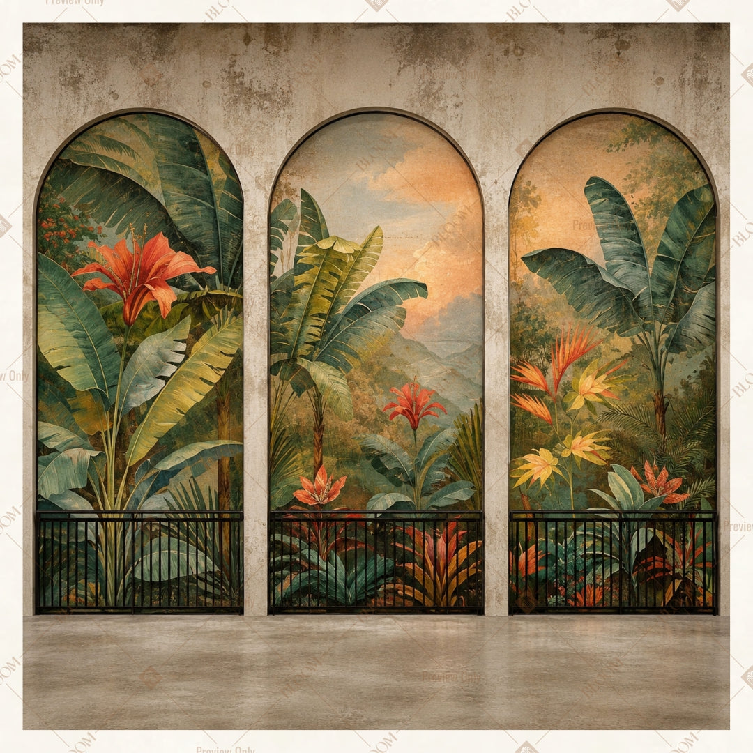 Tropical Window Garden Square Backdrop