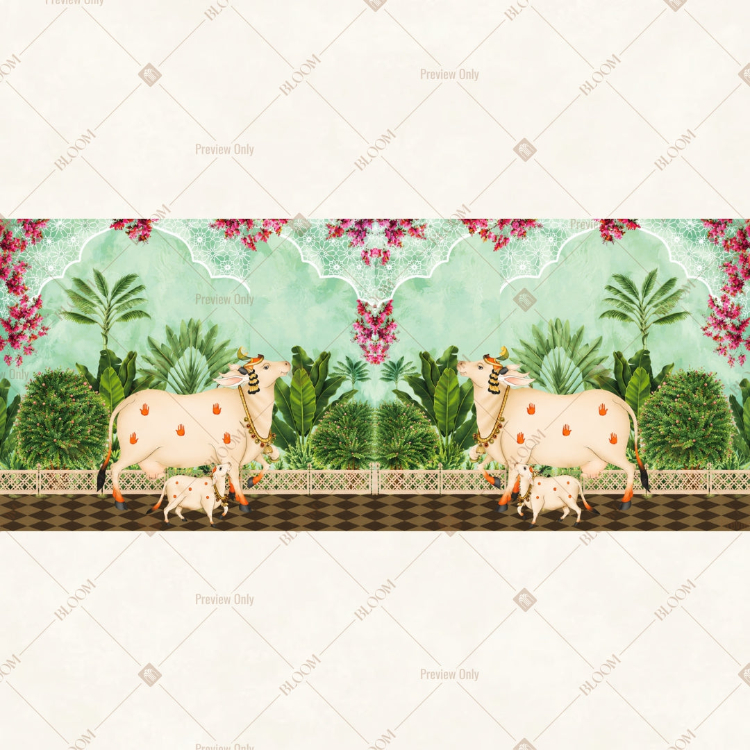Blush Floral Cow Border Wide Backdrop