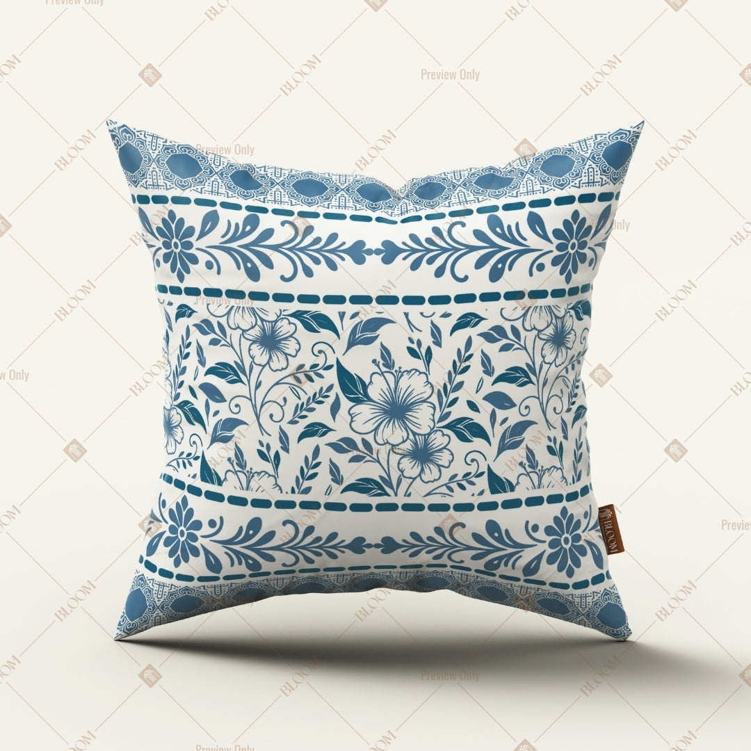 Blue Block Print Cushion Cover Pack of 12