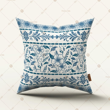 Blue Block Print Cushion Cover Pack of 12