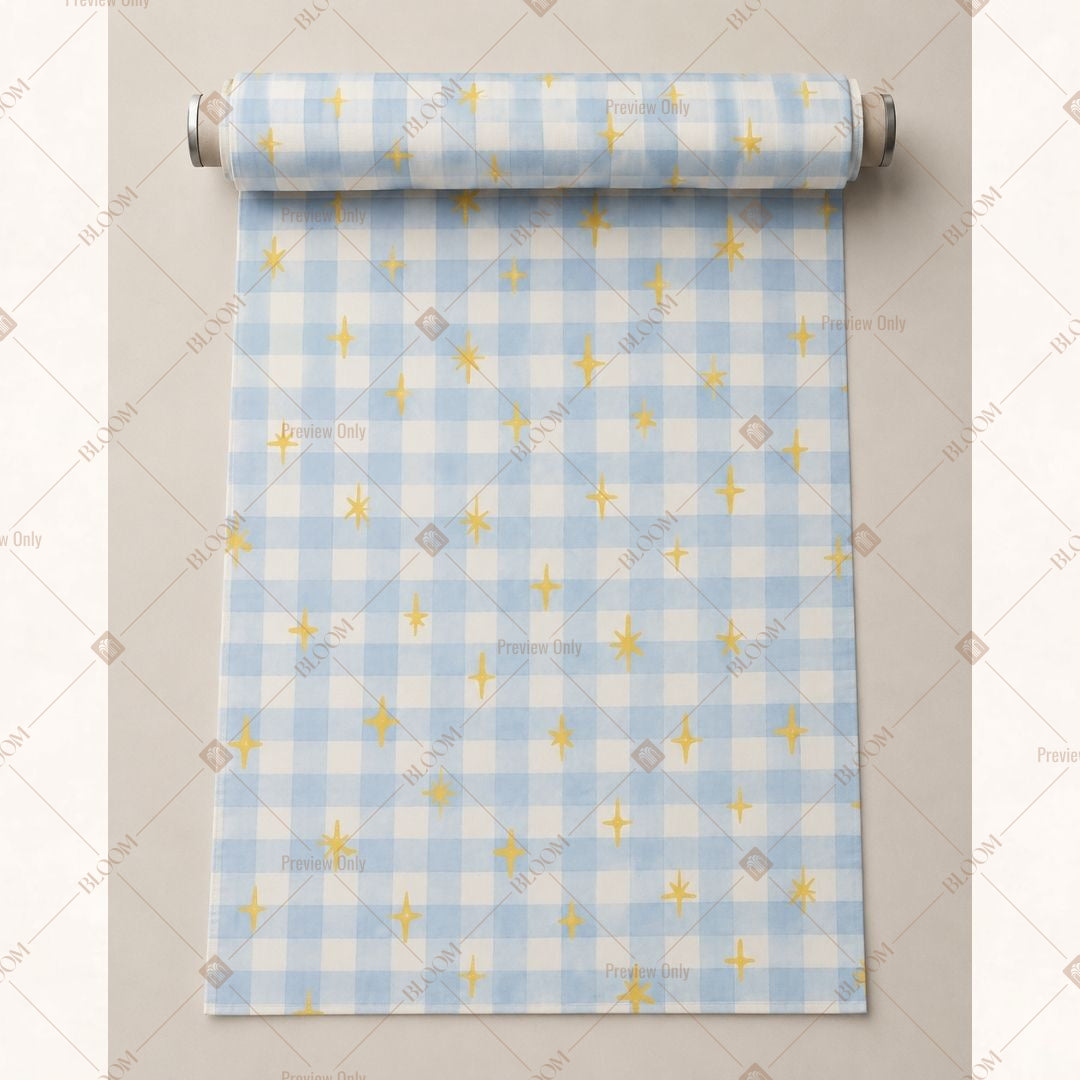 Blue Gingham Check Fabric Pack of 25
