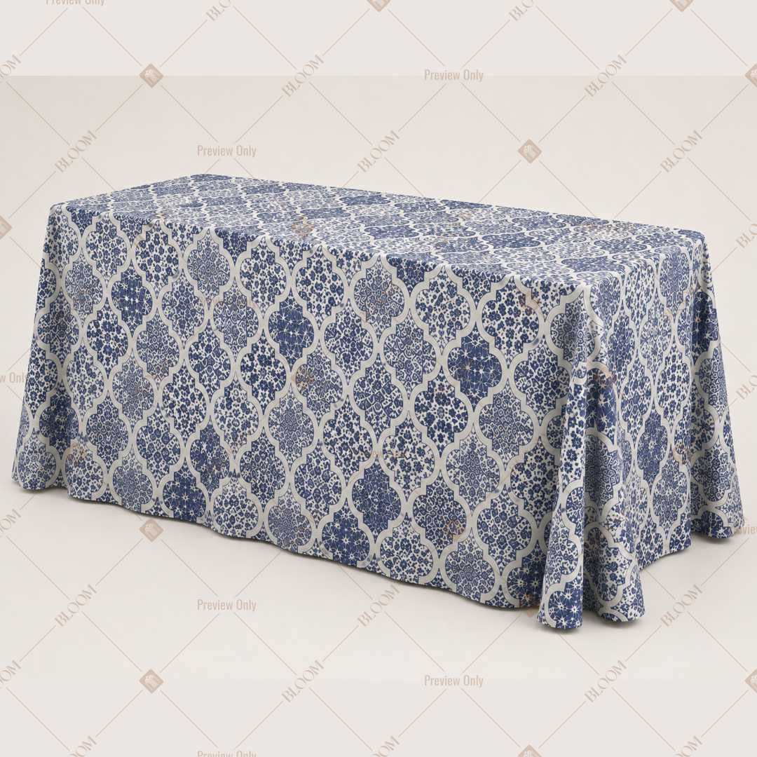 Blue Geometric Damask Table Cover Pack Of 6