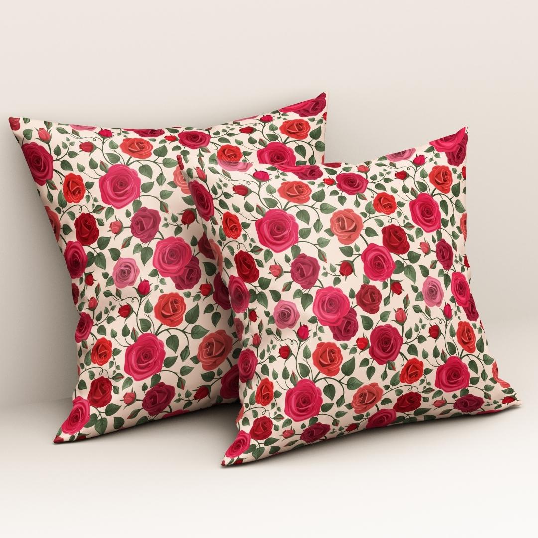 Rosy Garden Delight: Cushion Cover - Pack of 12
