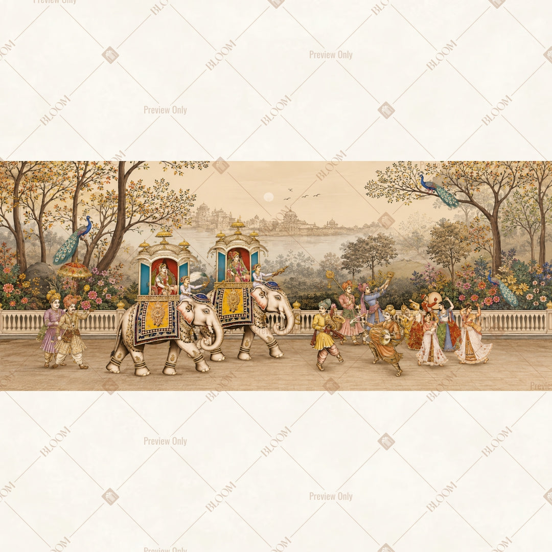 Vintage Royal Procession Border Wide Backdrop