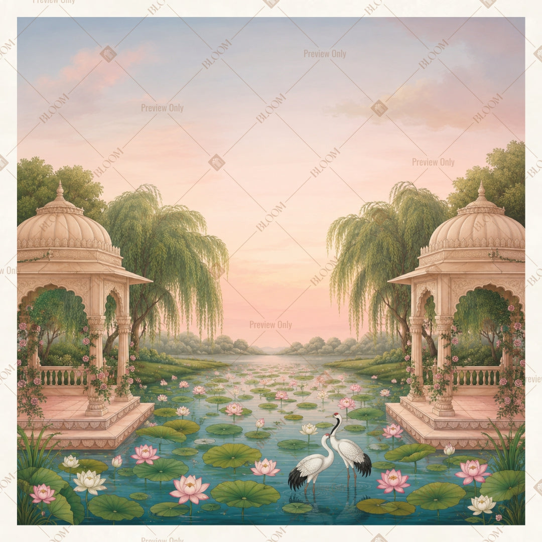 Sunset Palace Courtyard Square Backdrop