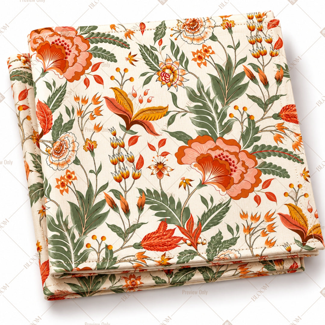 Orange Floral Chintz Pattern Design
