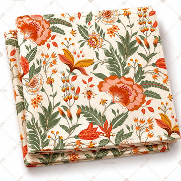 Orange Floral Chintz Pattern Design