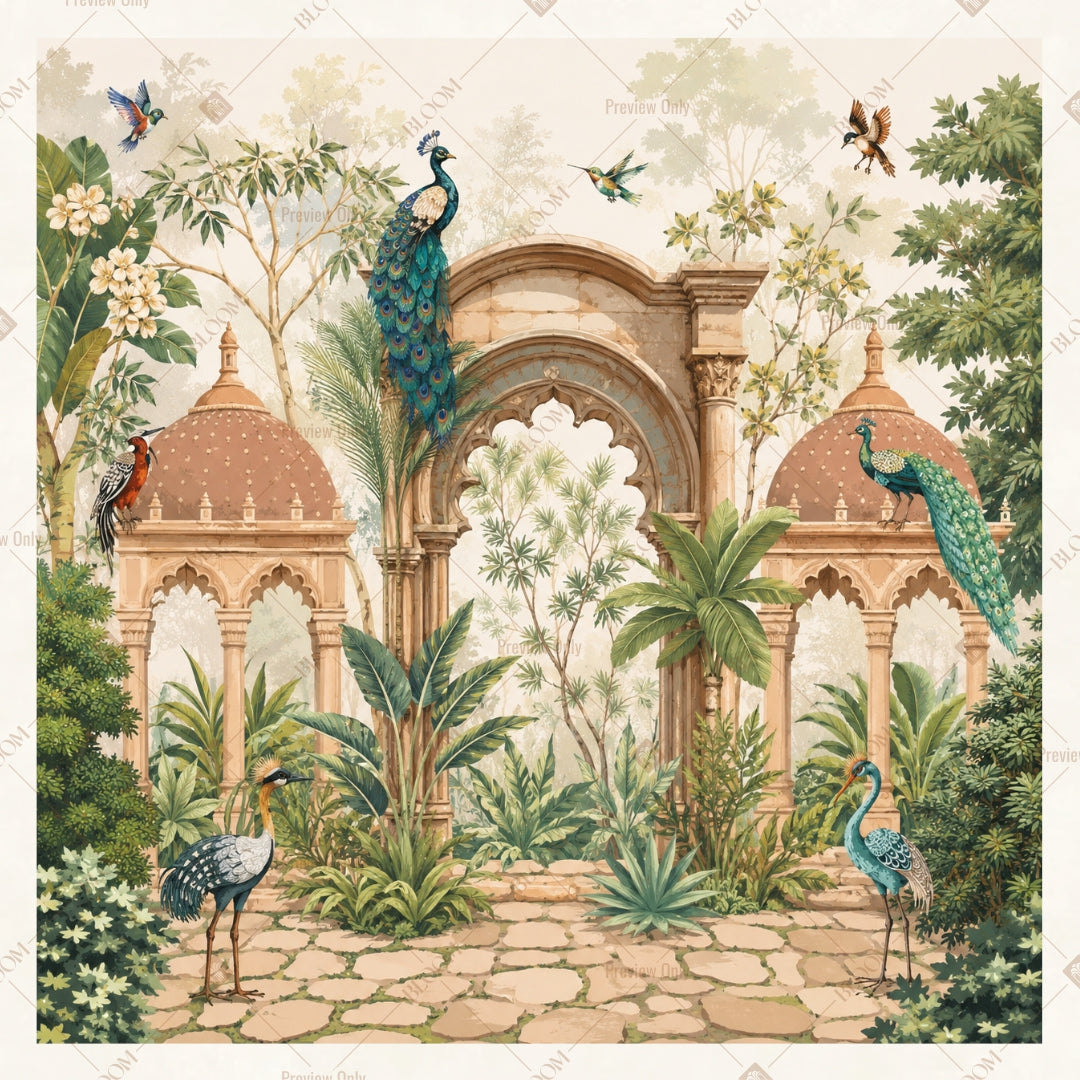 Tropical Palace Entrance Square Backdrop