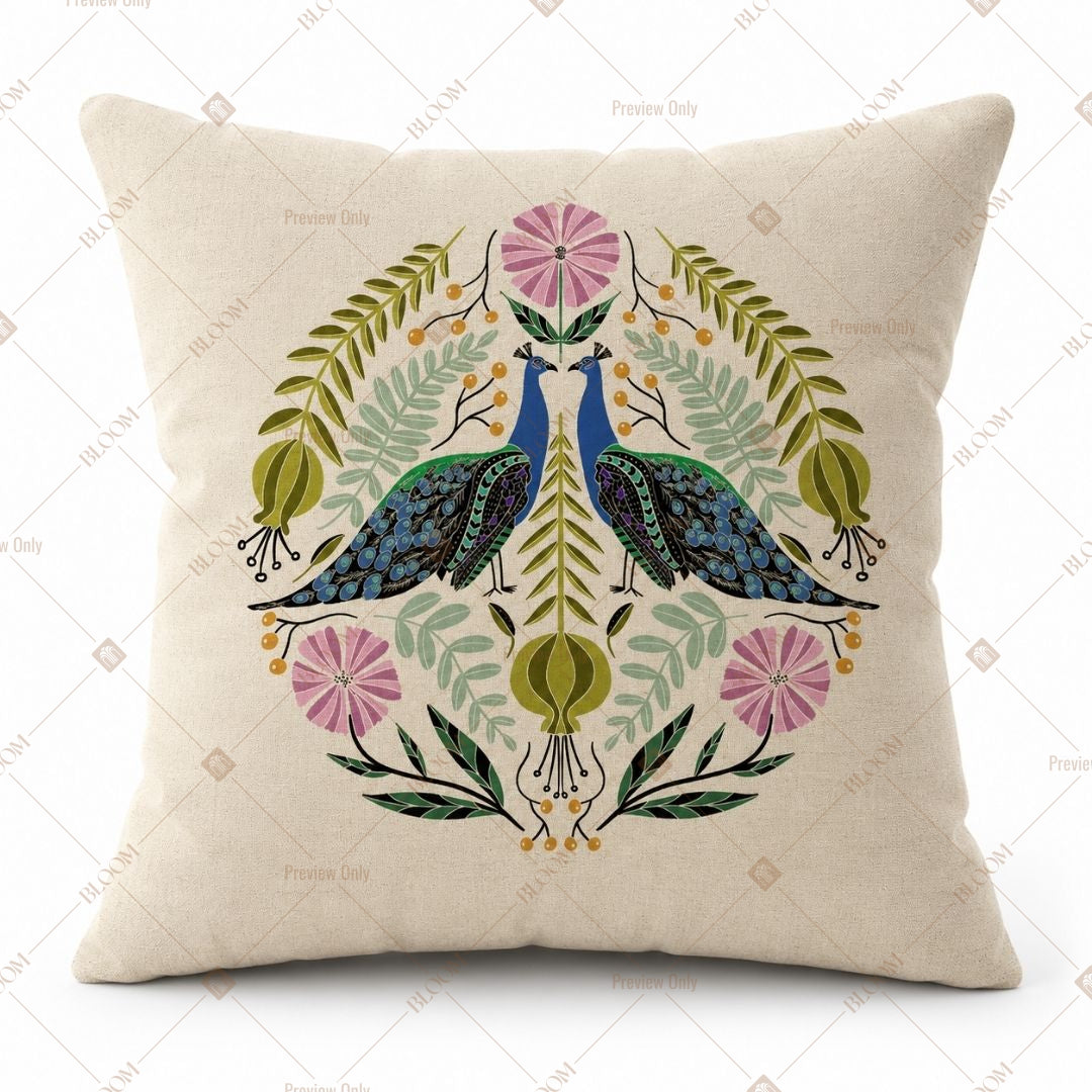 Royal Peacock Art Cushion Cover Pack of 12