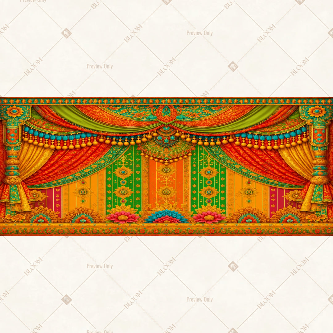 Grand Wedding Stage Curtain Wide Backdrop