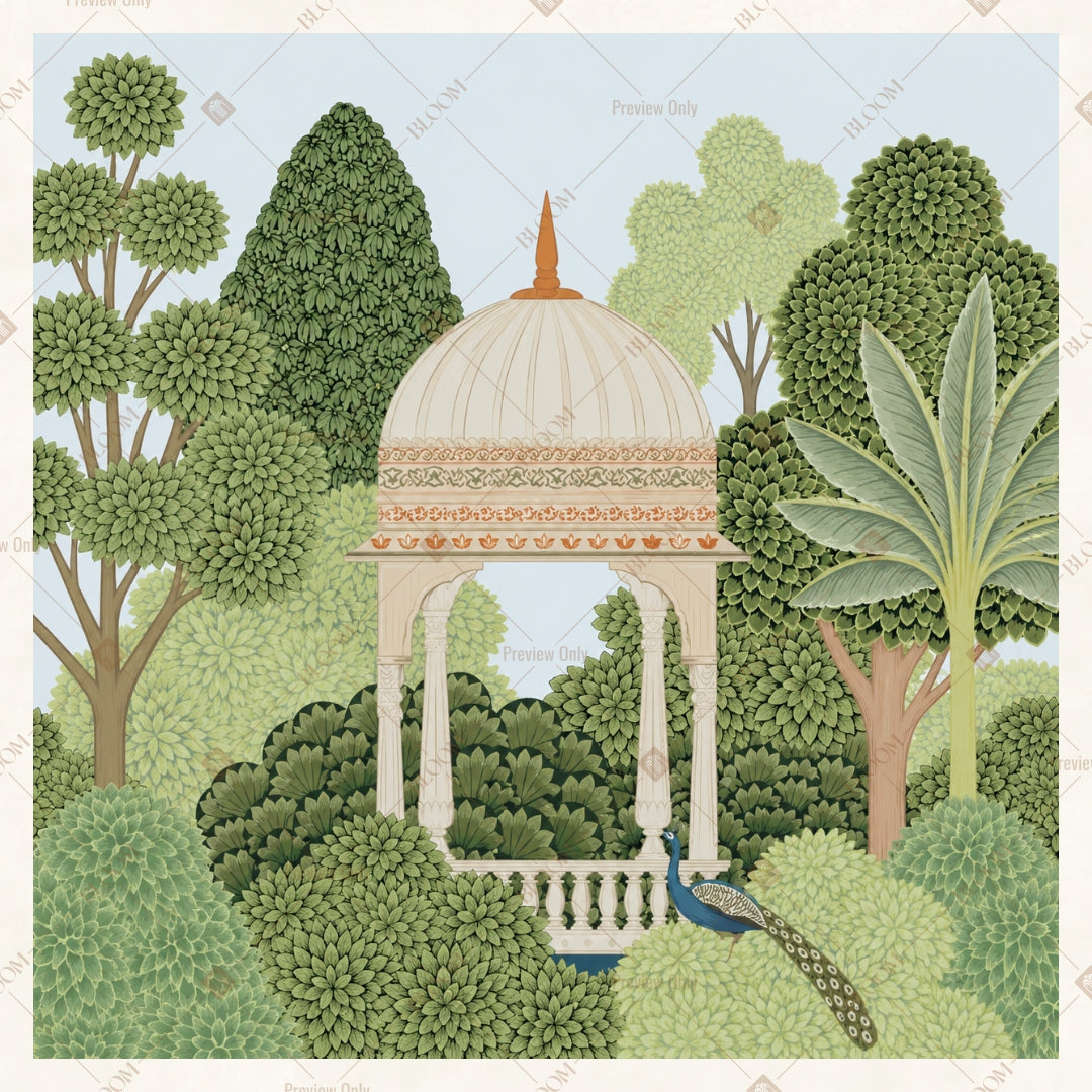 White Pavilion Garden Square Backdrop