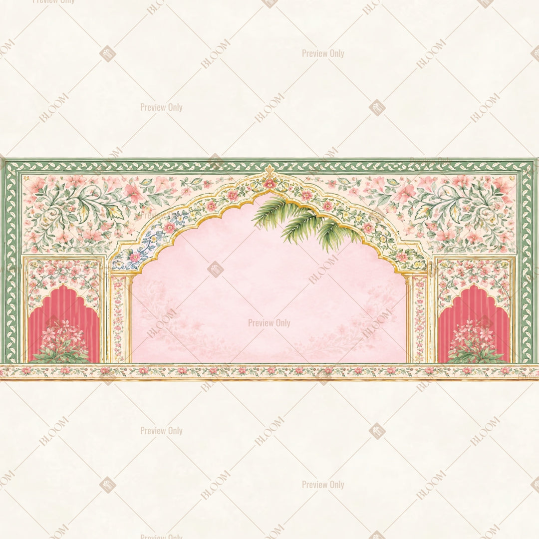 Blush Floral Arch Border Wide Backdrop