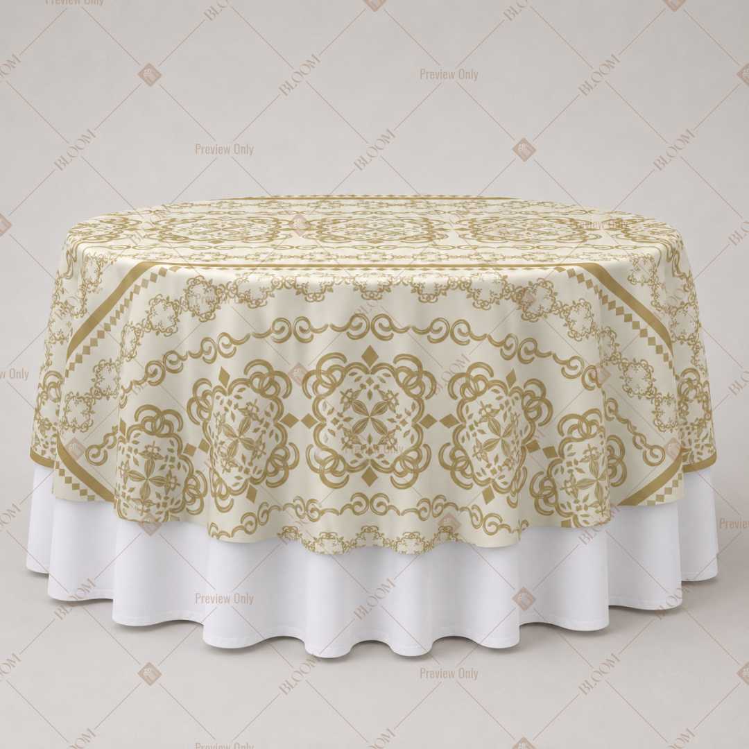 Ivory Gold Damask Table Overlay Pack of 6