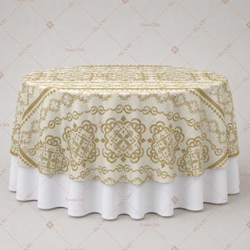 Ivory Gold Damask Table Overlay Pack of 6