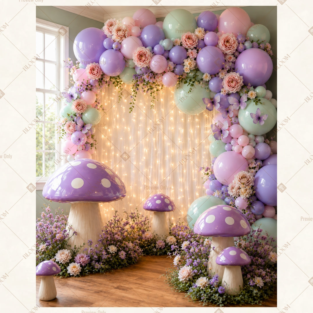 Fantasy Balloon Garden Portrait Rectangle Backdrop