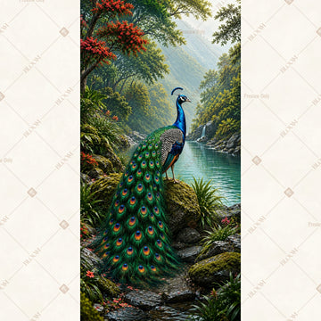 Majestic Peacock Forest Vertical Backdrop