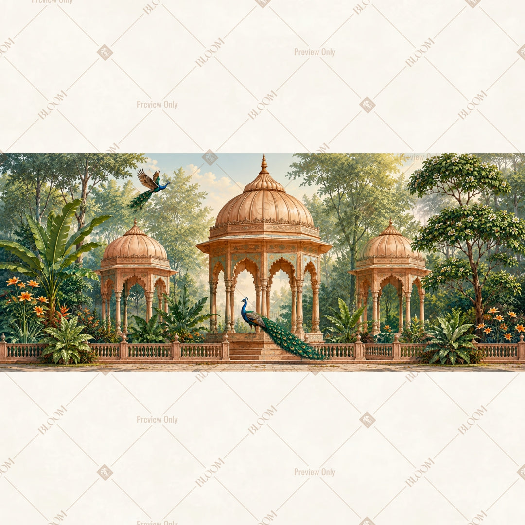Pavilion Garden Landscape Wide Backdrop