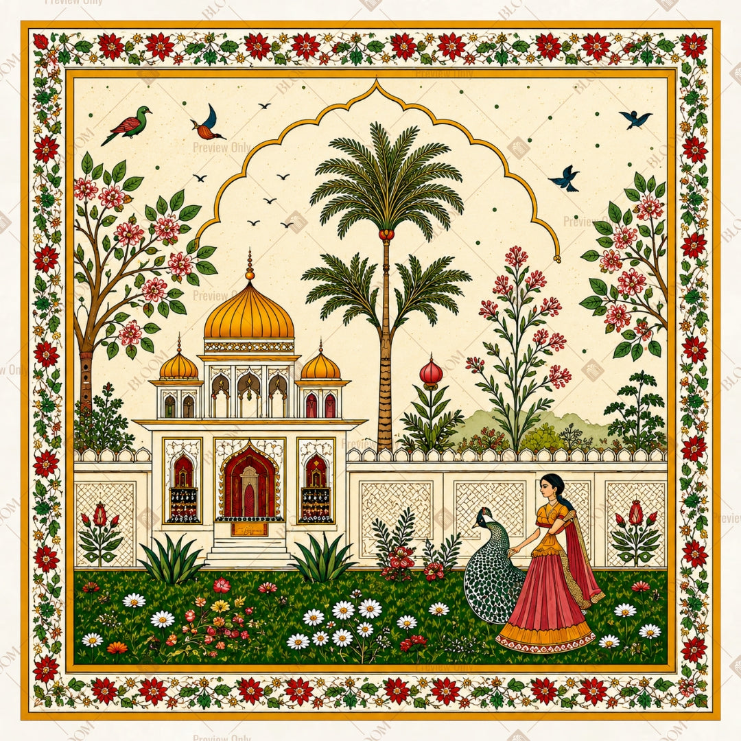 Royal Palace Garden Scene Square Backdrop
