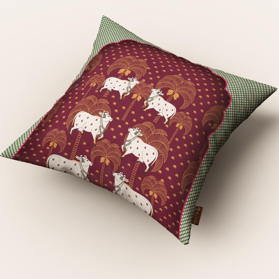 Maroon Nandi Heritage: Cushion Cover - Pack of 12